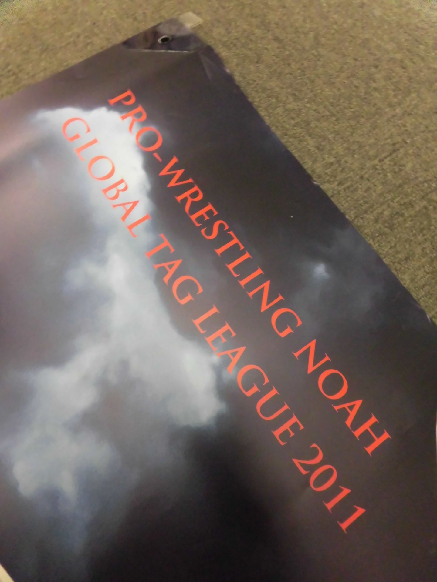 【Jun Akiyama & Akitoshi Saito 2 hand signed autographs 】2011 Global Tag League Match Large Format Banner