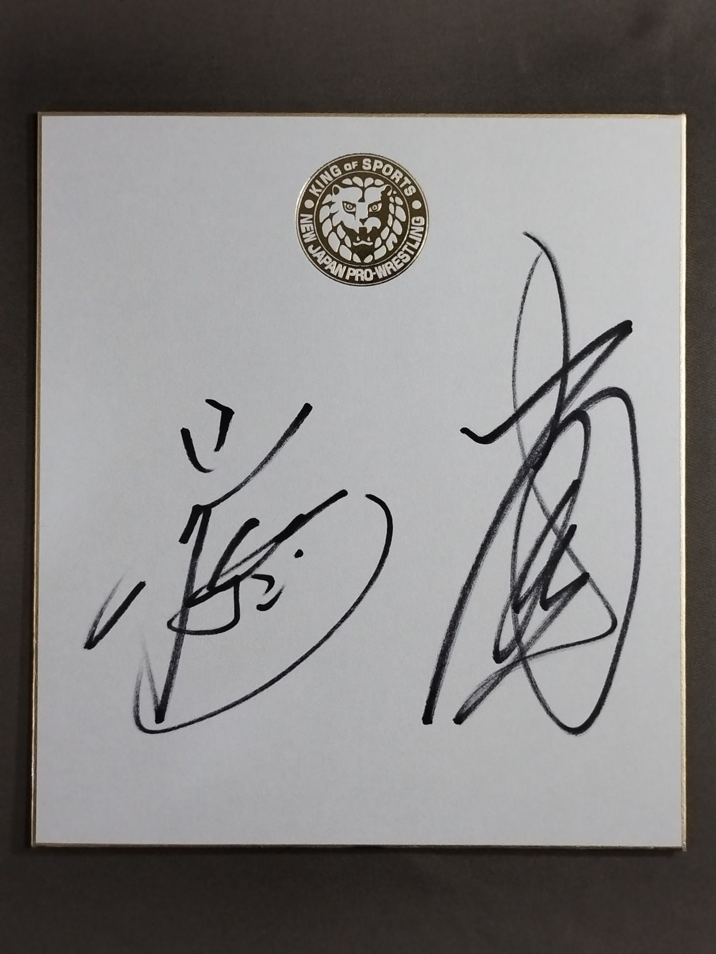 ★ Tenkoji ★ Hiroyoshi Tenzan & Satoshi Kojima (Lion Mark Shikishi ( Autograph board ) )
