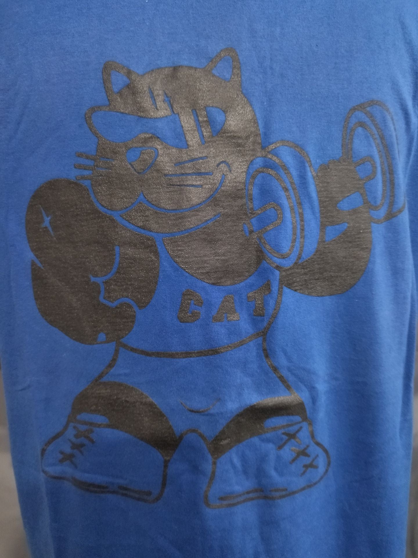 ブラック・キャット イラストTシャツ②(ブルー)