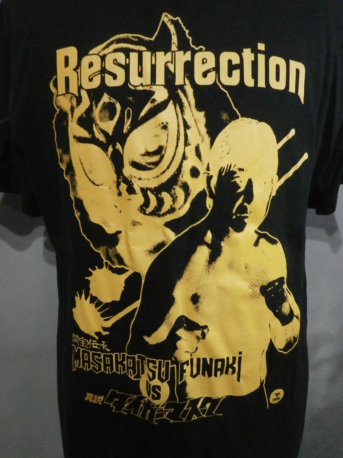 【直筆サイン入り】船木誠勝vs真説 タイガーマスク Tシャツ①(ブラック)