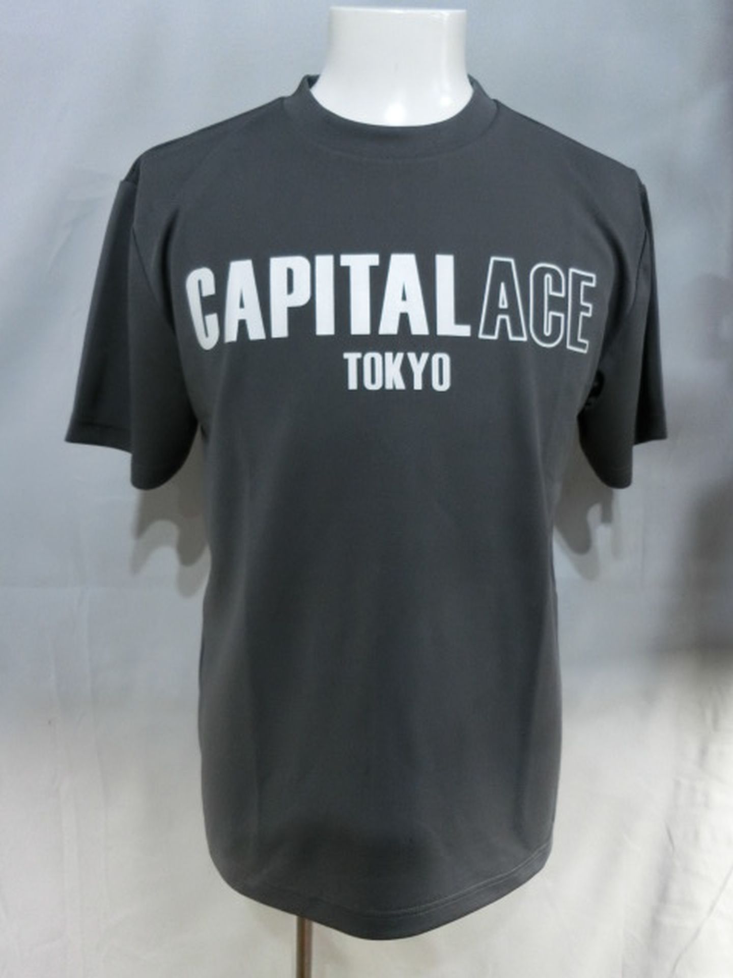 CAPITAL ACE Big Logo Dry T-Shirt(Grey×White)