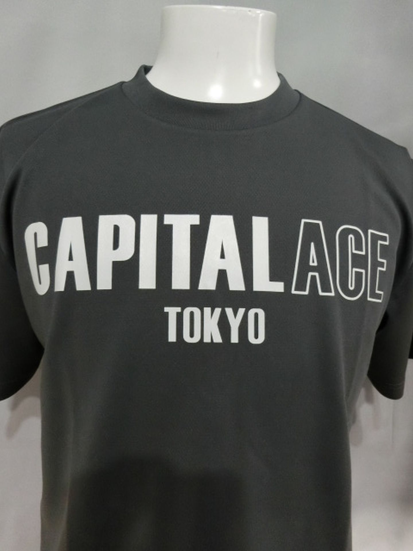 CAPITAL ACE Big Logo Dry T-Shirt(Grey×White)