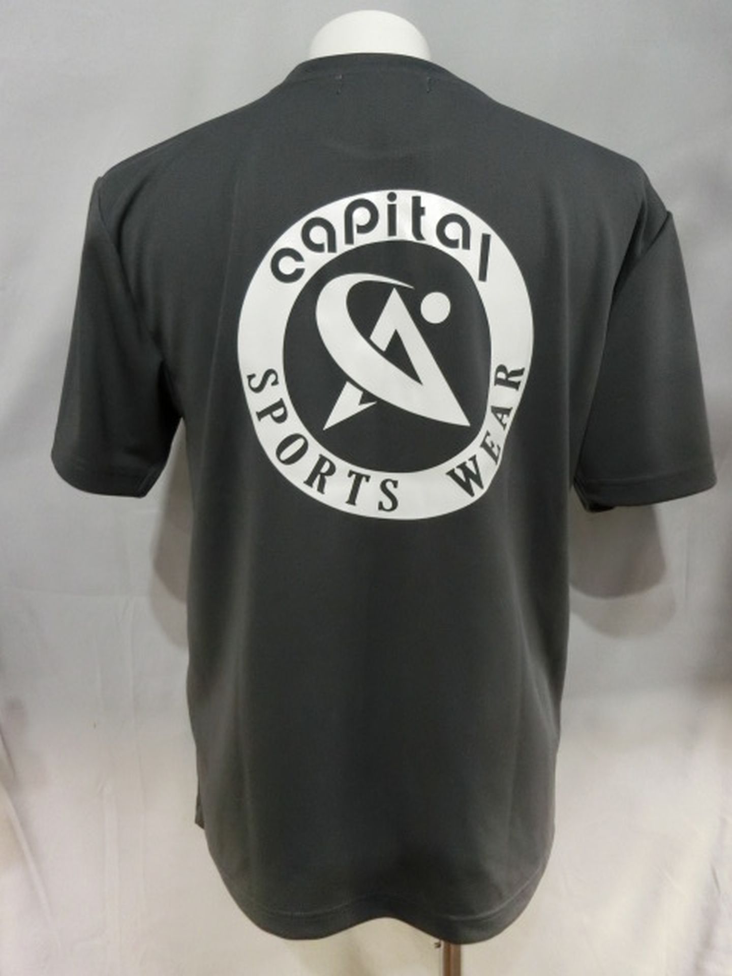 CAPITAL ACE Big Logo Dry T-Shirt(Grey×White)