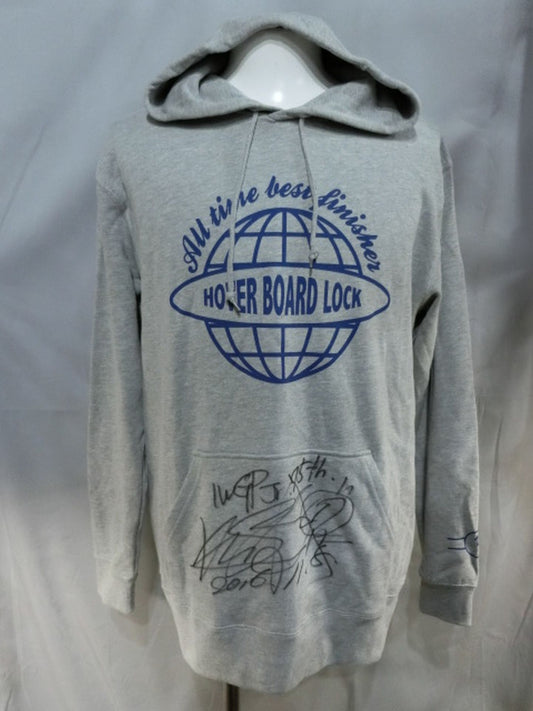 【hand signed autograph】 KUSHIDA PulloverHoodie  (2) (Gray)