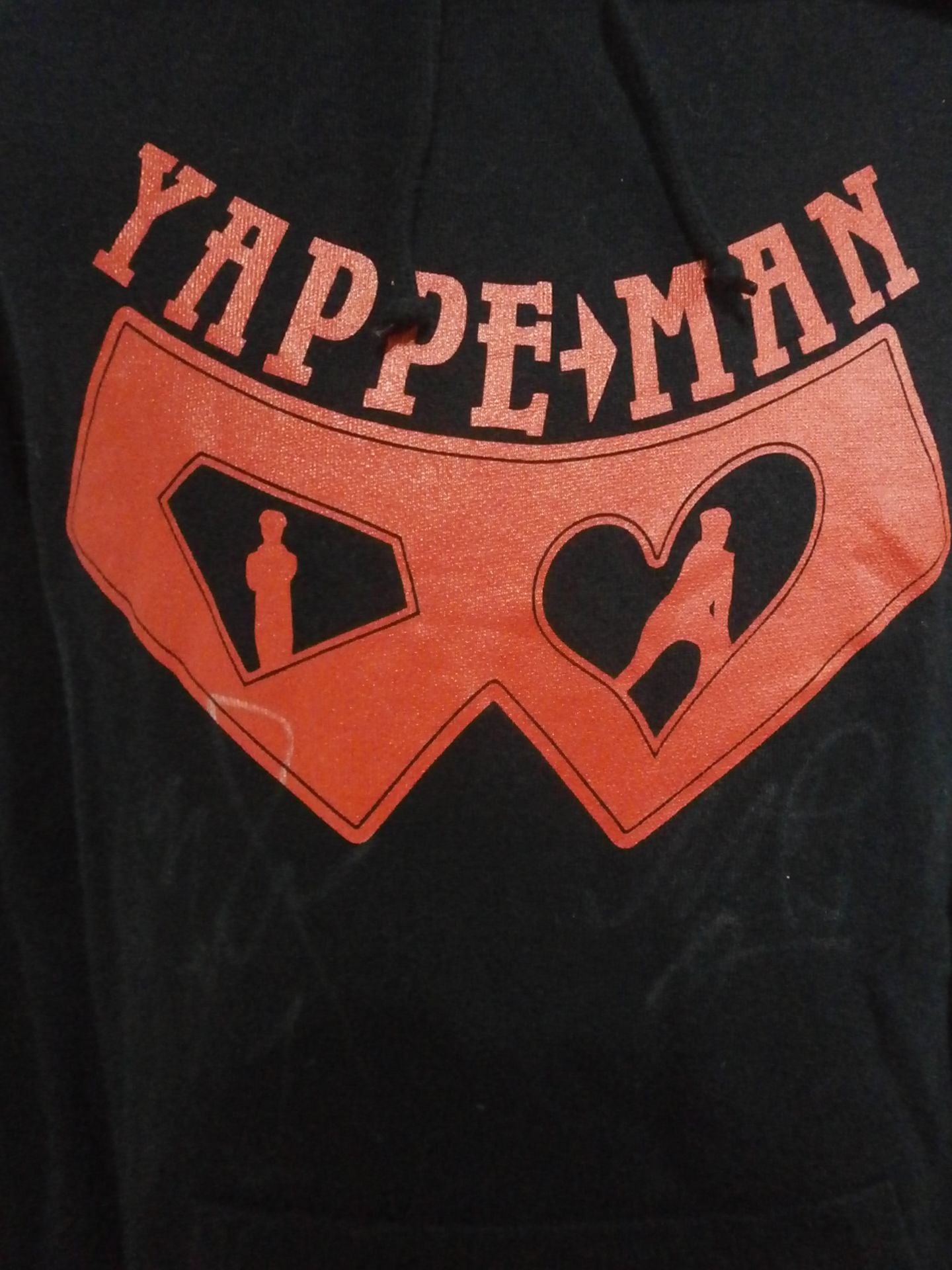 【直筆Wサイン入り】ヤッペーマン1号&2号 プルオーバーパーカー①(ブラック)