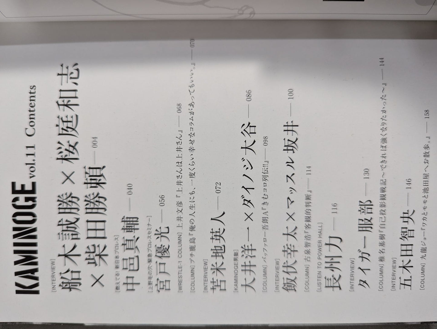 KAMINOGE Vol.11 / Shinsuke Nakamura 's Shoot Type!