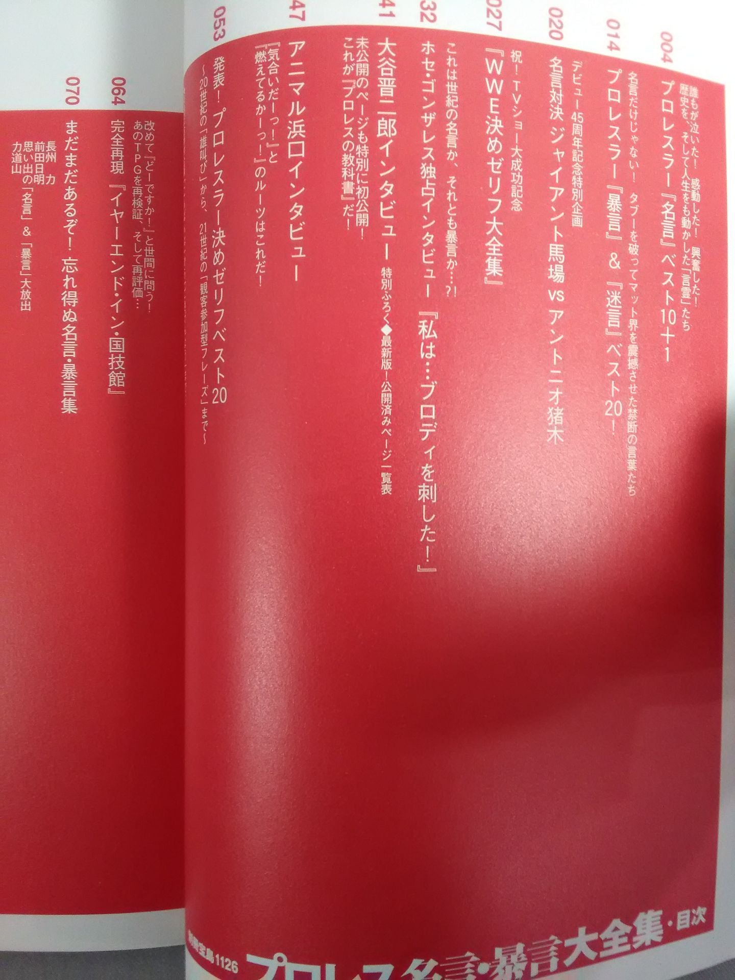 Bessatsu Takarajima 1126 Pro Wrestling Quotes and Rant Daizenshu