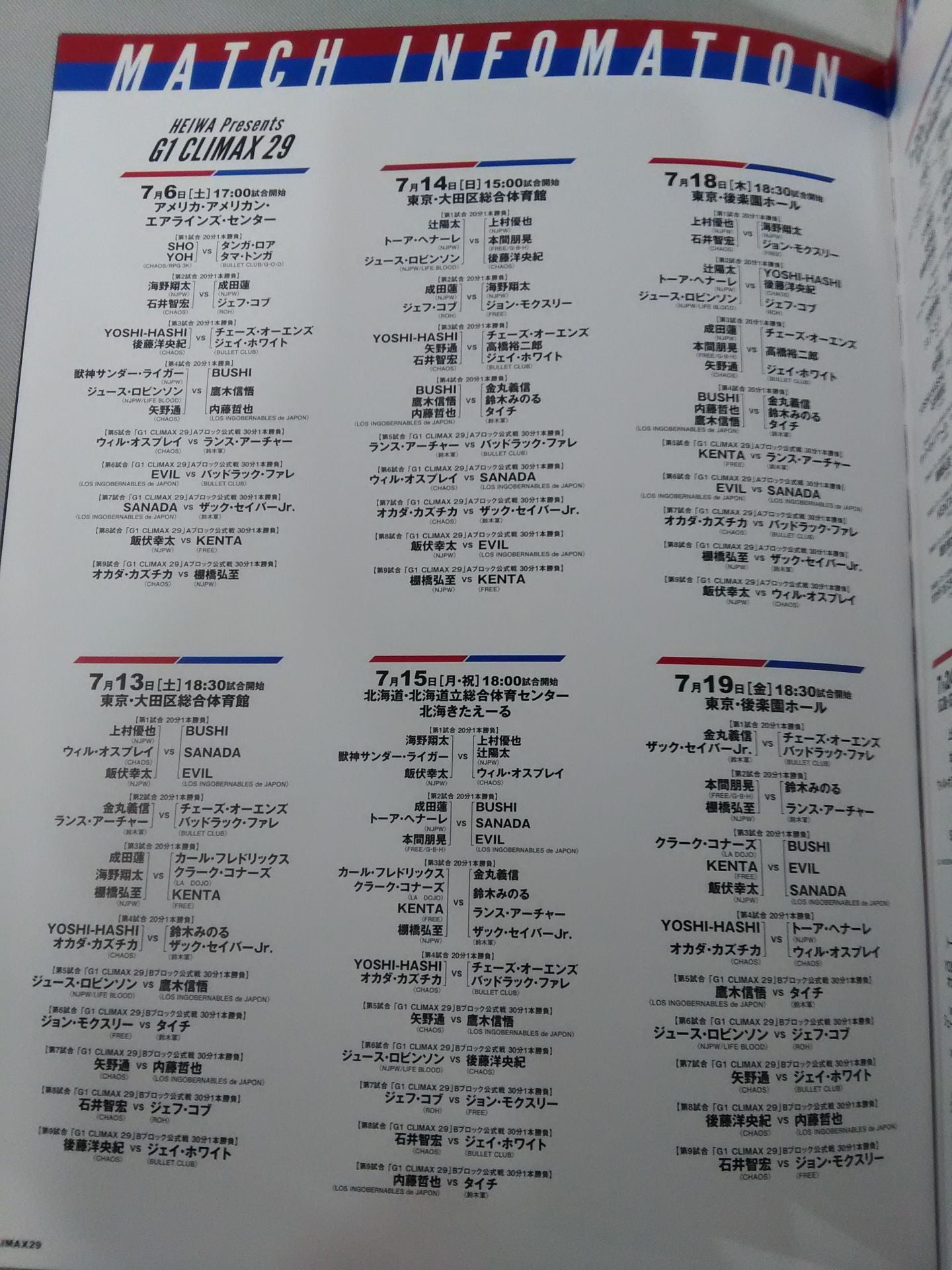 G1 CLIMAX 29 / G1クライマックス29