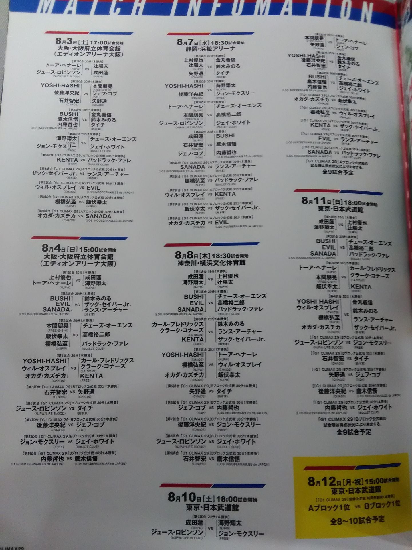 G1 CLIMAX 29 / G1クライマックス29