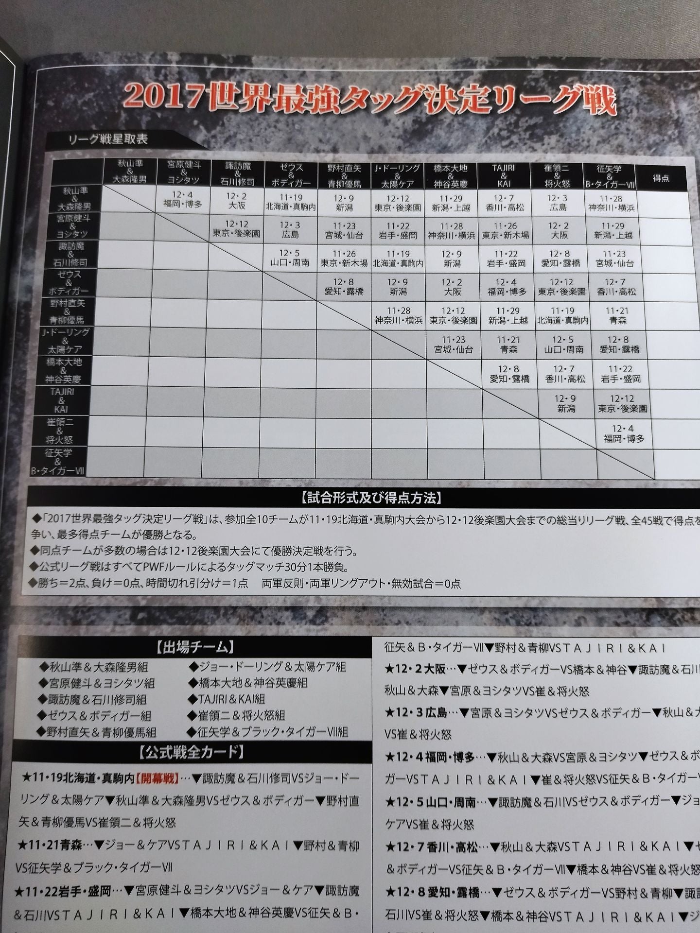 2017世界最強タッグ決定リーグ戦~旗揚げ45周年記念シリーズ~