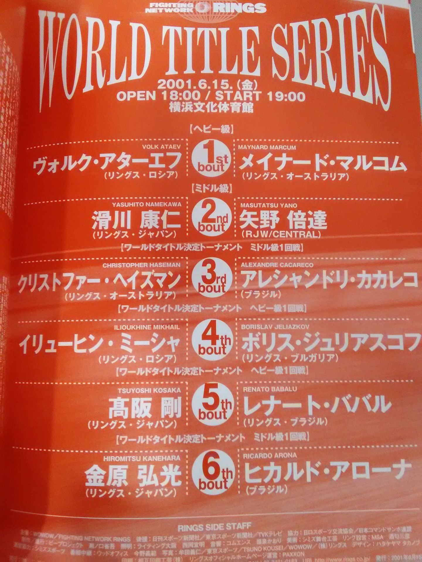 【4選手直筆サイン入り】WORLD TITLE SERIES / 2001.6.15