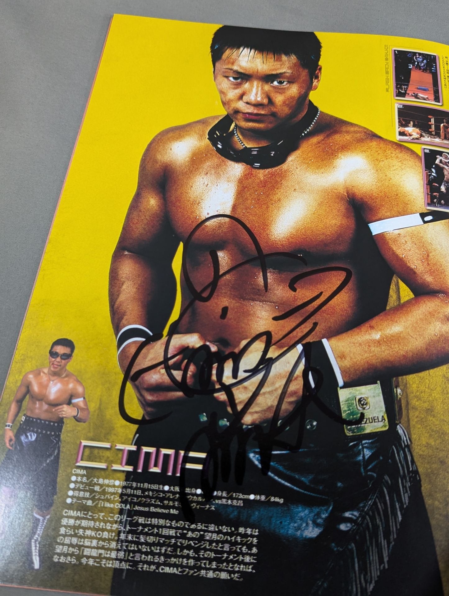 [3 fighters hand signed autograph 2002 Toryumon JAPAN Official Pamphlet (March~April)