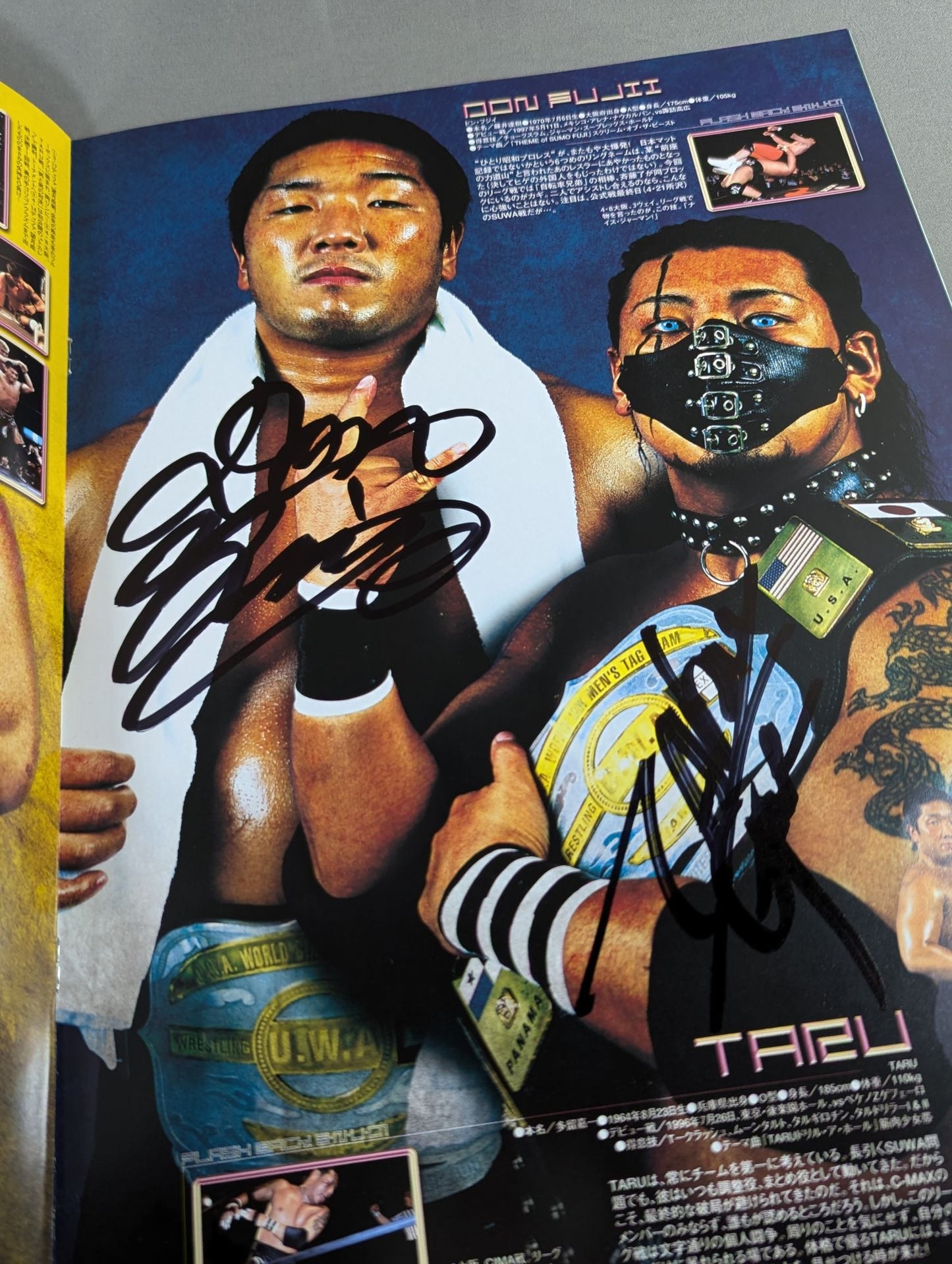 [3 fighters hand signed autograph 2002 Toryumon JAPAN Official Pamphlet (March~April)