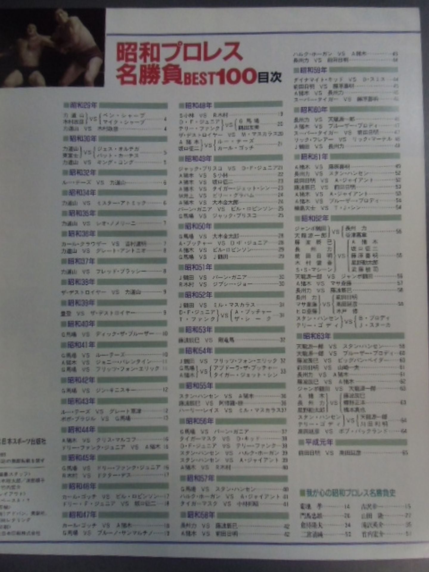 Gong Special Issue Showa Pro Wrestling  Famous Game BEST100