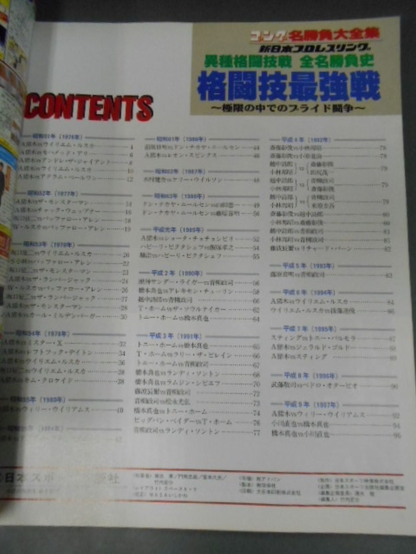 Gong Extra Issue Martial Arts Strongest Battle Mixed Martial Arts Battle Full Name Match History ~ Gong Famous Matches Complete Collection