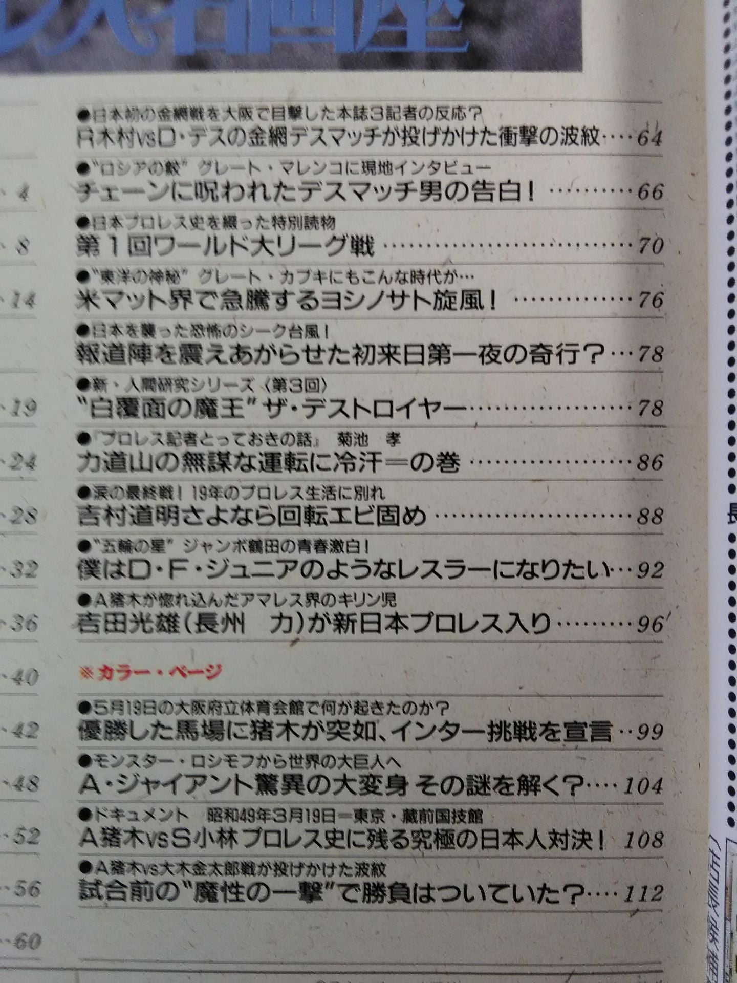Gong Extra Issue Pro Wrestling Masterpiece Theater