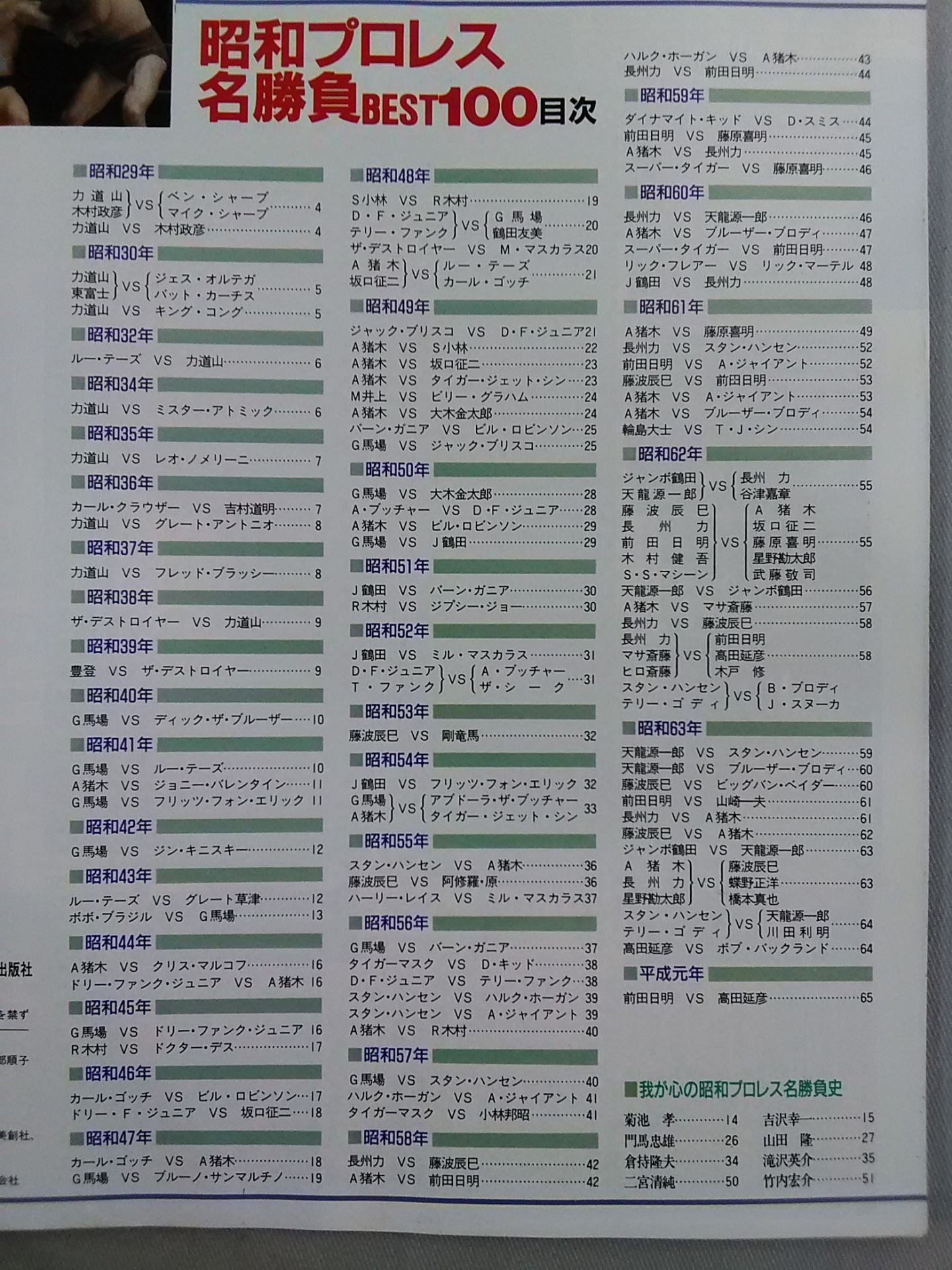 Gong Extra Issue Showa Pro Wrestling Famous Match BEST100