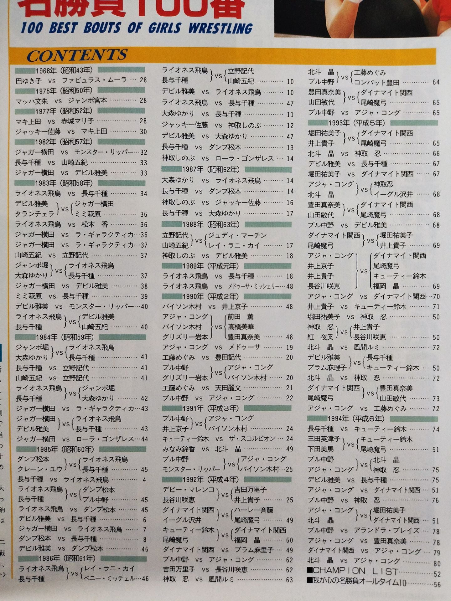 ゴング増刊号 女子プロレス名勝負100番