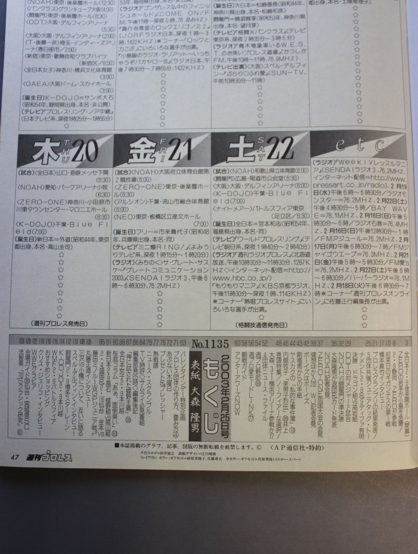 週刊プロレス1135