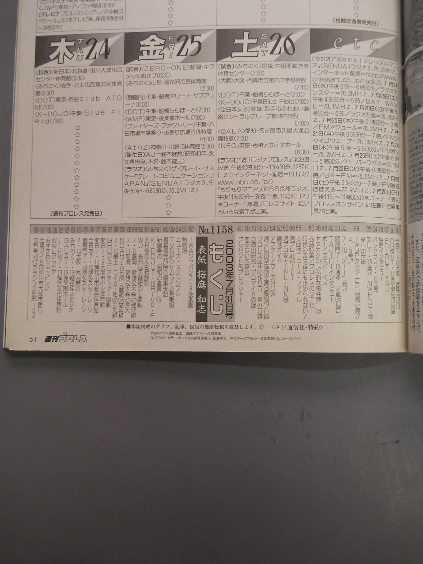 週刊プロレス1158