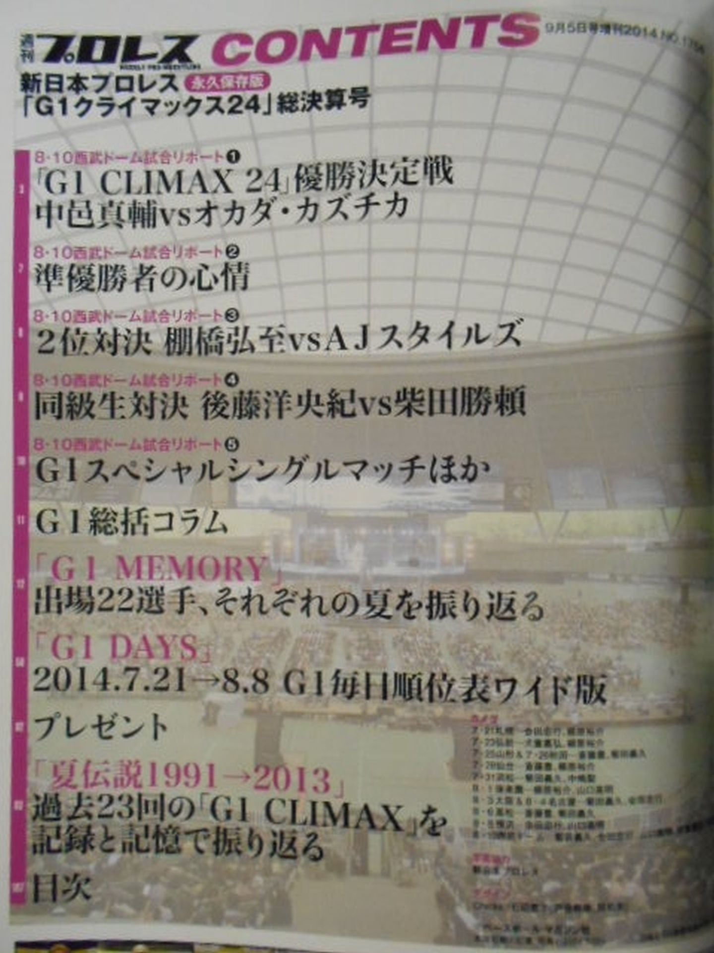 Weekly Pro Wrestling 1754 New Japan Pro Wrestling "G1 Climax 24" Closing Issue