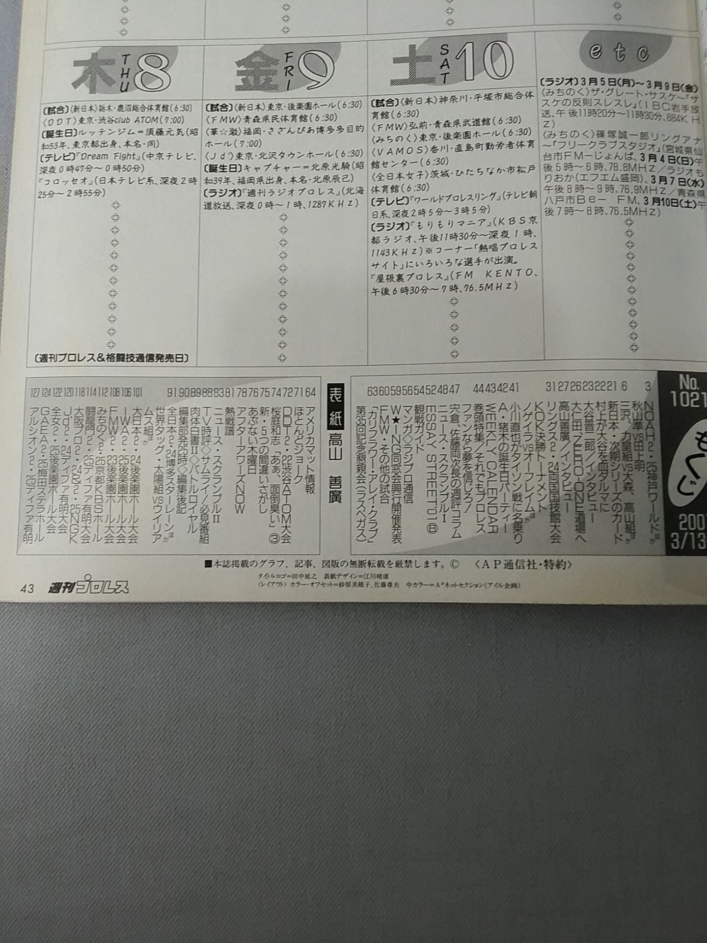 週刊プロレス1021