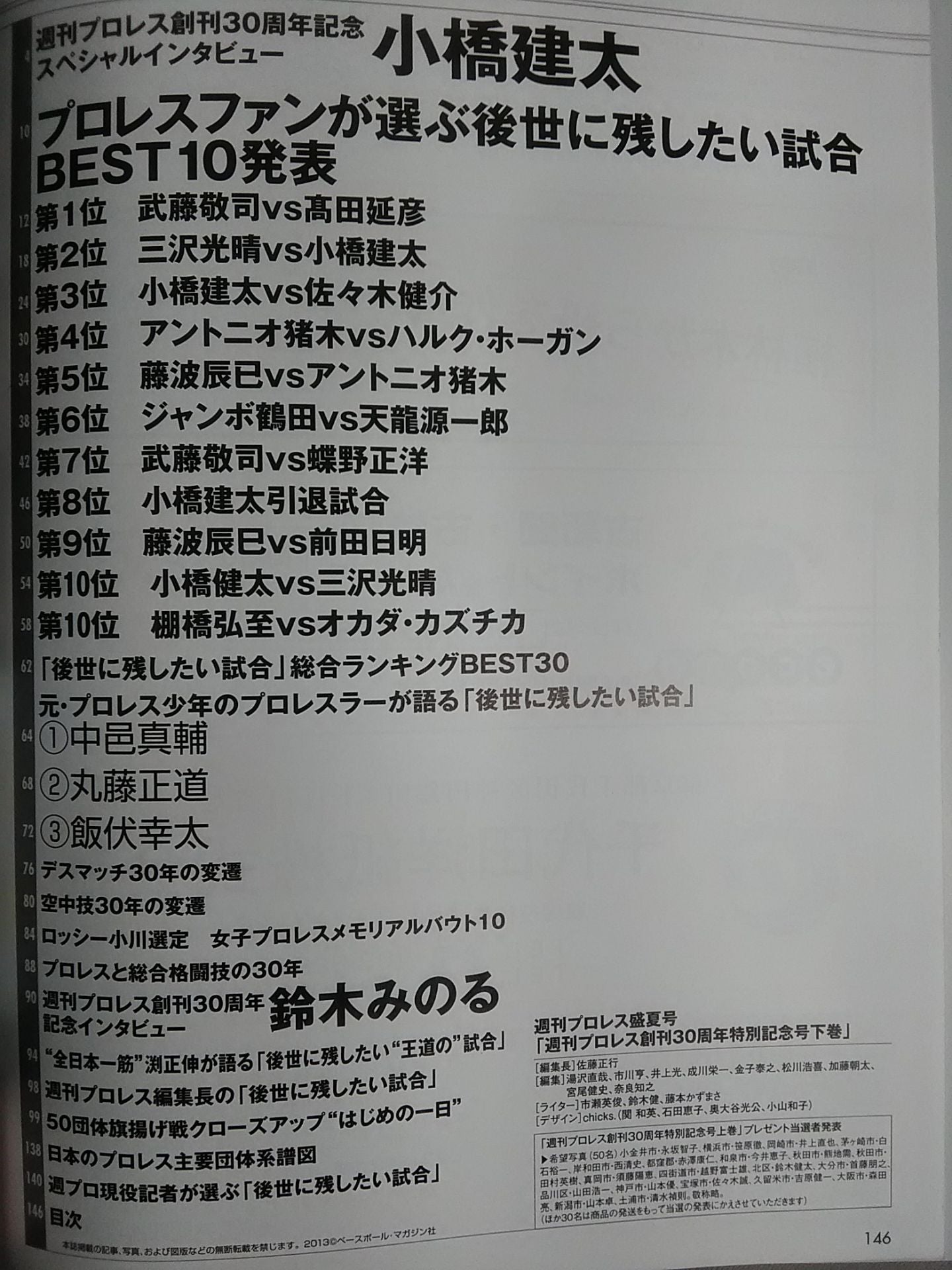 週刊プロレス別冊105 完全保存版 創刊30周年特別記念号【下巻】