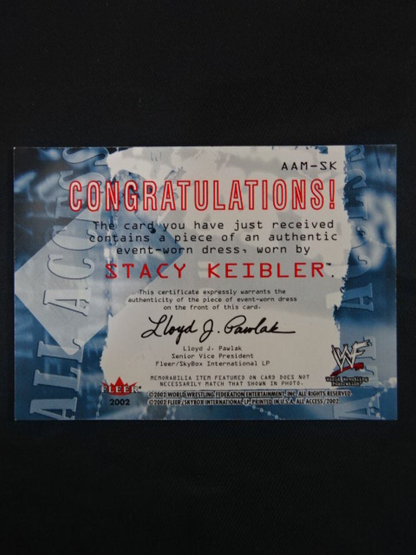 2002 FLEER WWF ステイシー・キーブラー コスチュームカード
