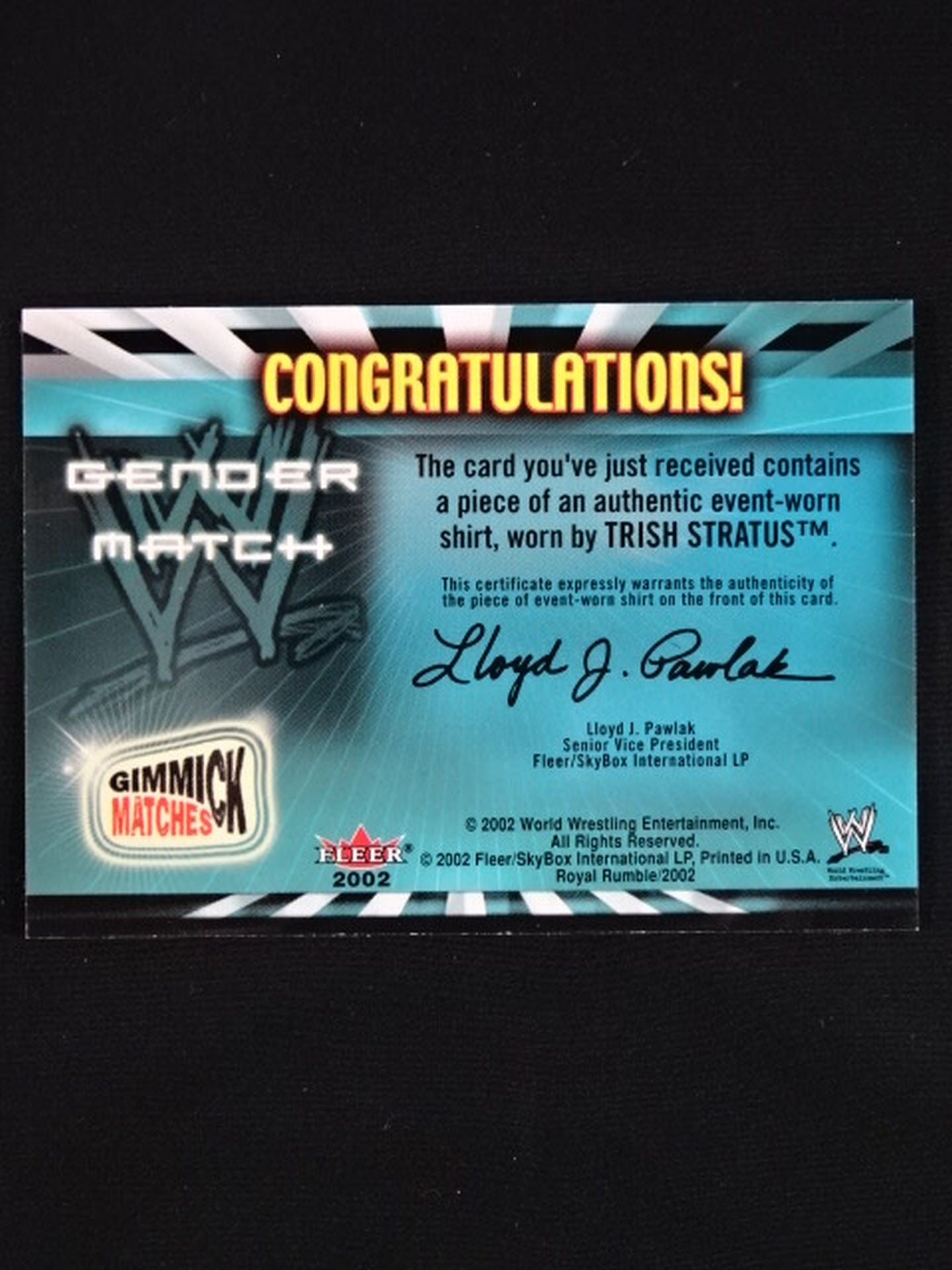 2002 FLEER トリッシュ・ストラタス 公式コスチュームカード