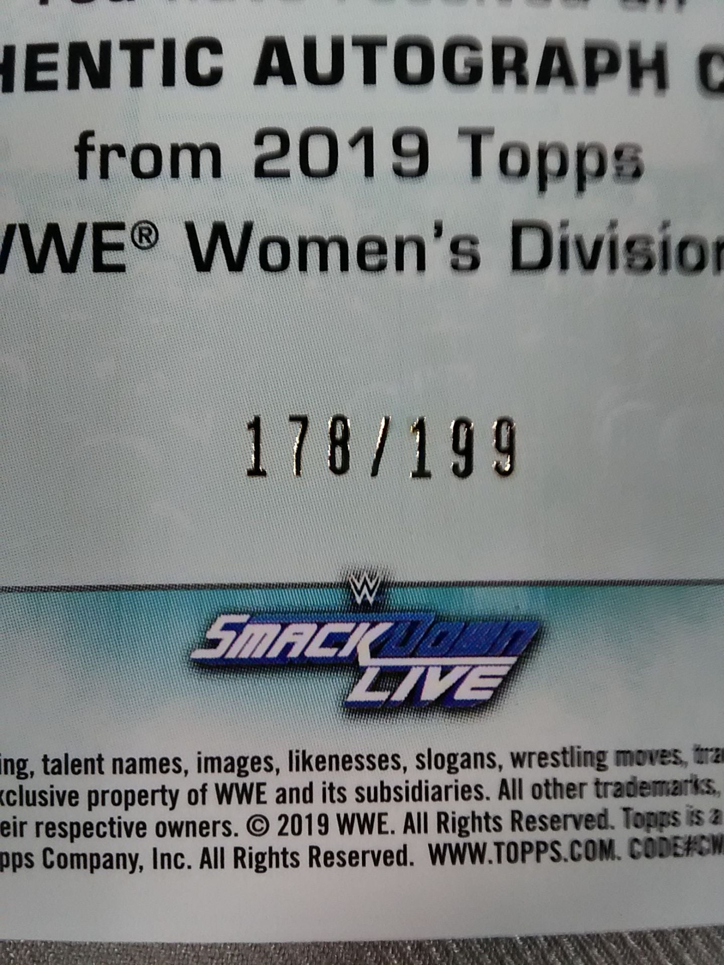 2019 WWE topps ソーニャ・デビル 公式サインカード