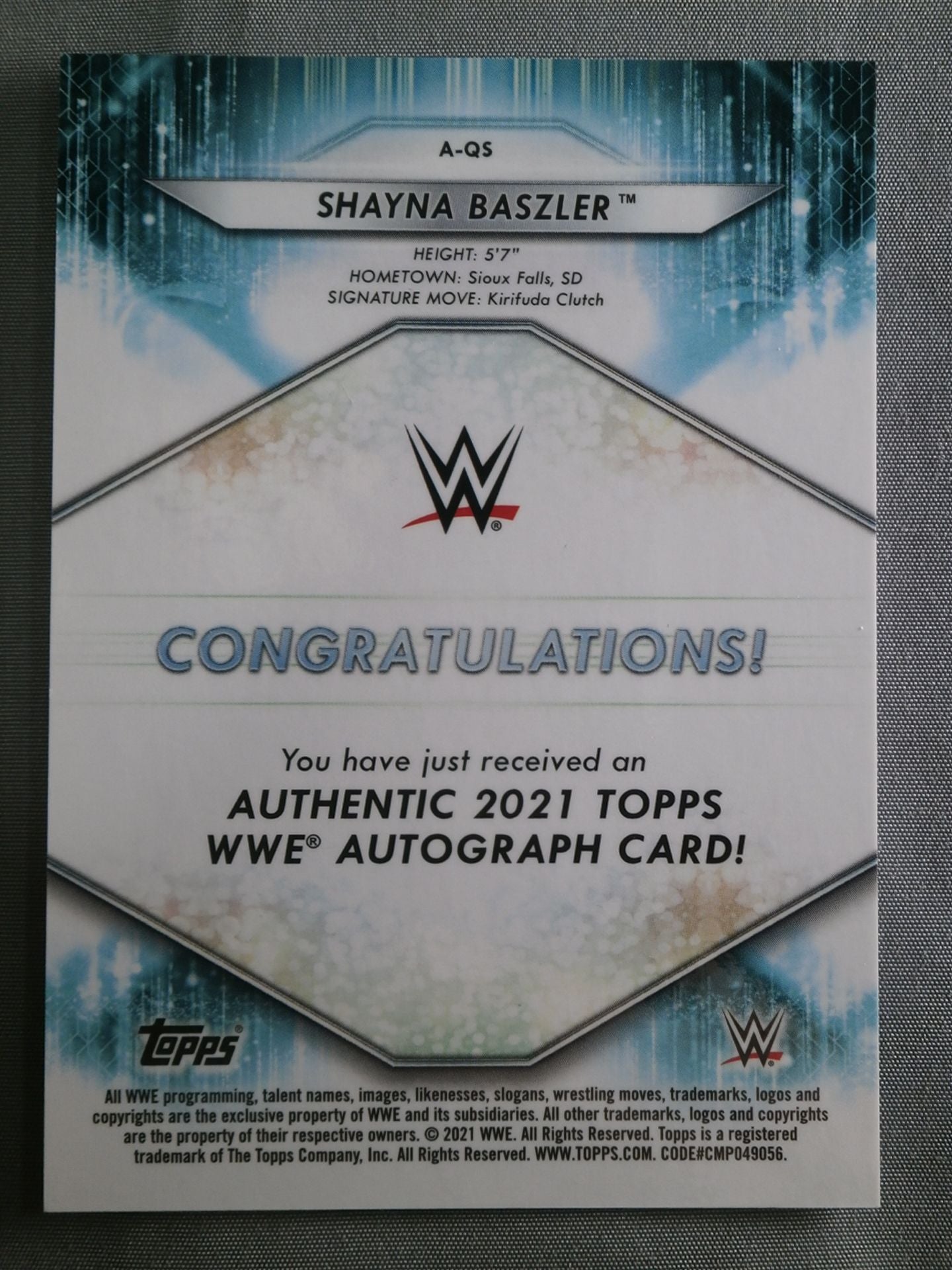 2021 Topps シェイナ・ベイズラー 公式サインカード