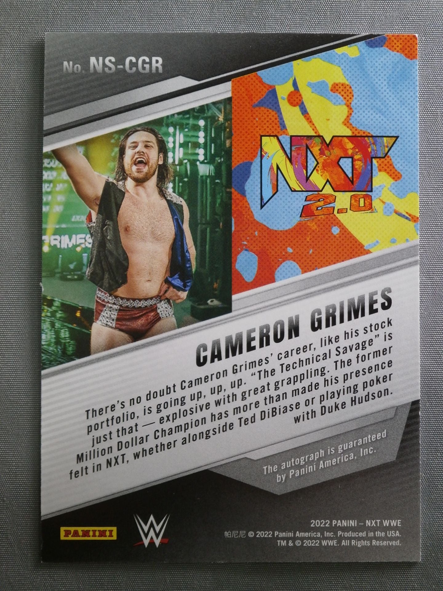 2022 WWE PANINI キャメロン・グライムス 公式サインカード