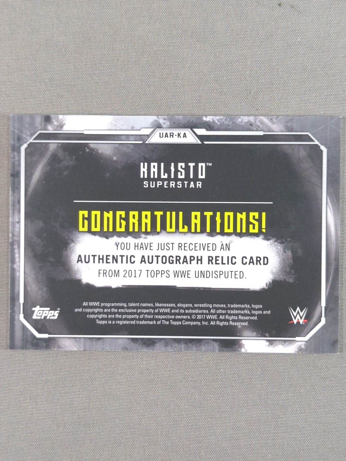 2017 WWE topps カリスト 公式サイン&レリックカード