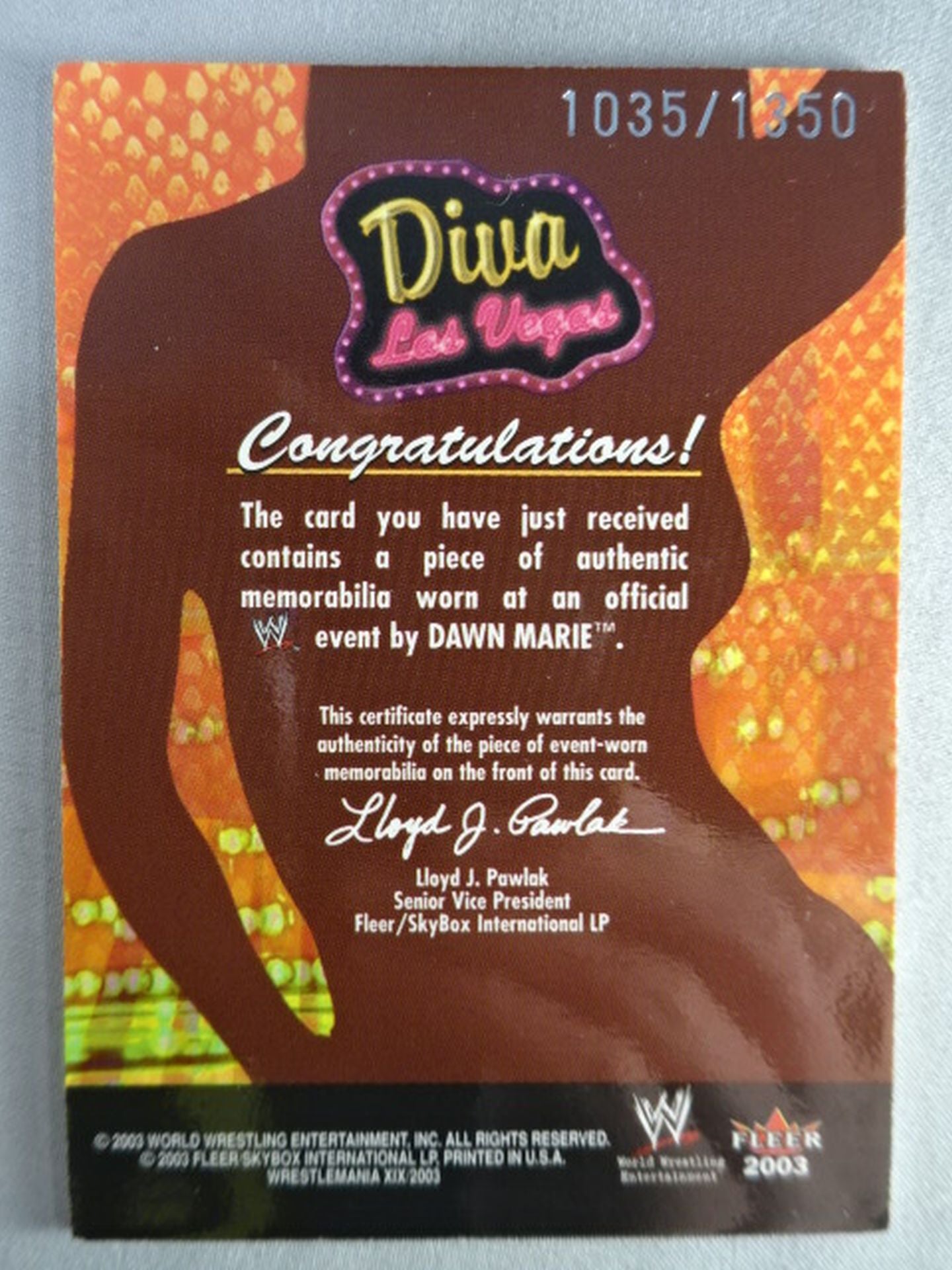 2003 FLEER Dawn Marie Costume Card