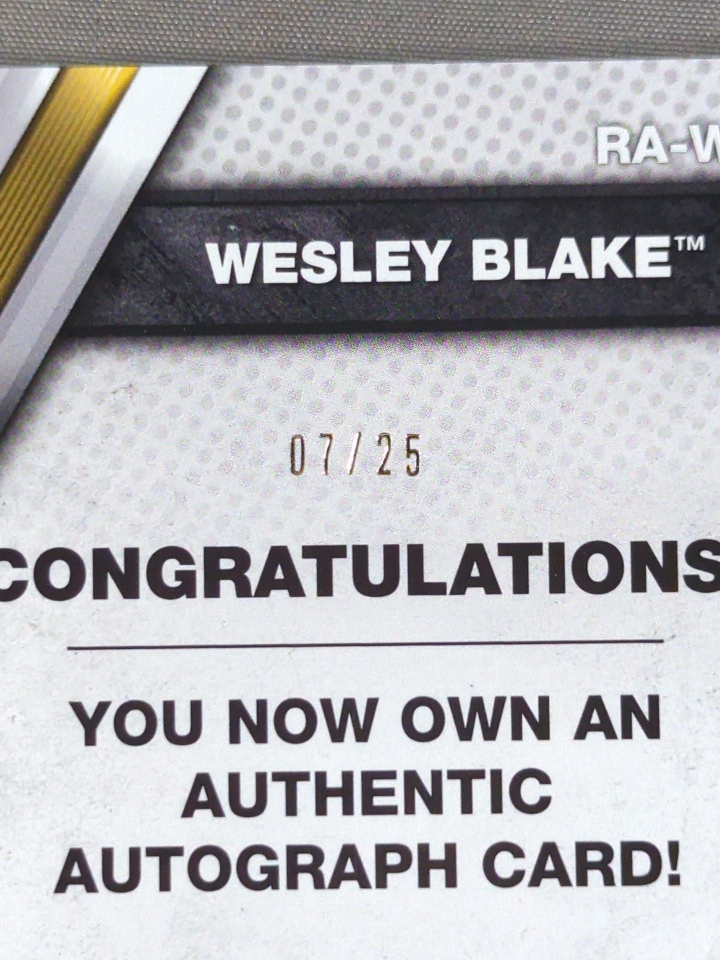 2017 topps NXT ウェスリー・ブレイク 公式サインカード