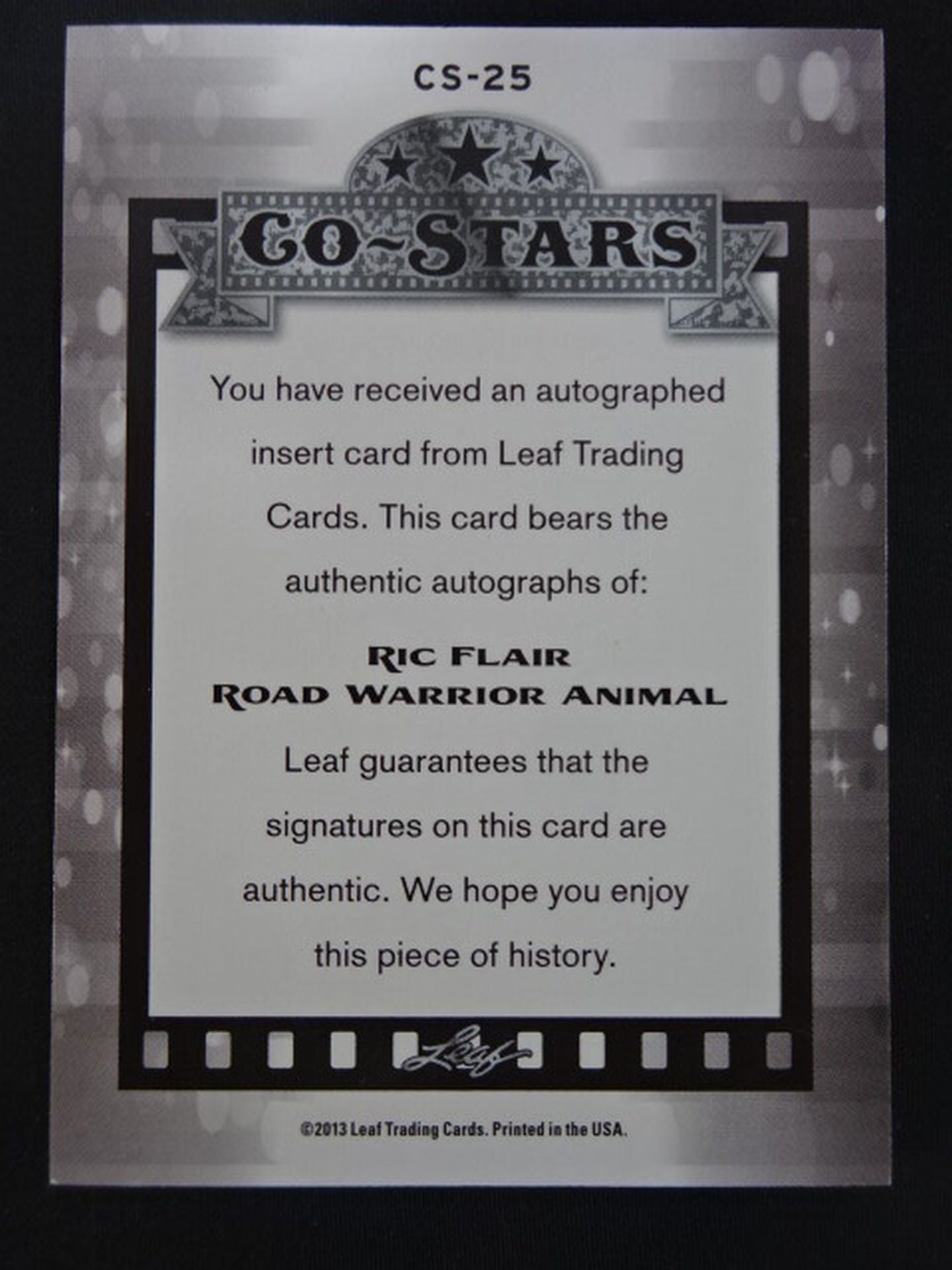 2013 LEAF CO-STARS リック・フレアー&アニマル・ウォリアー 公式サインカード
