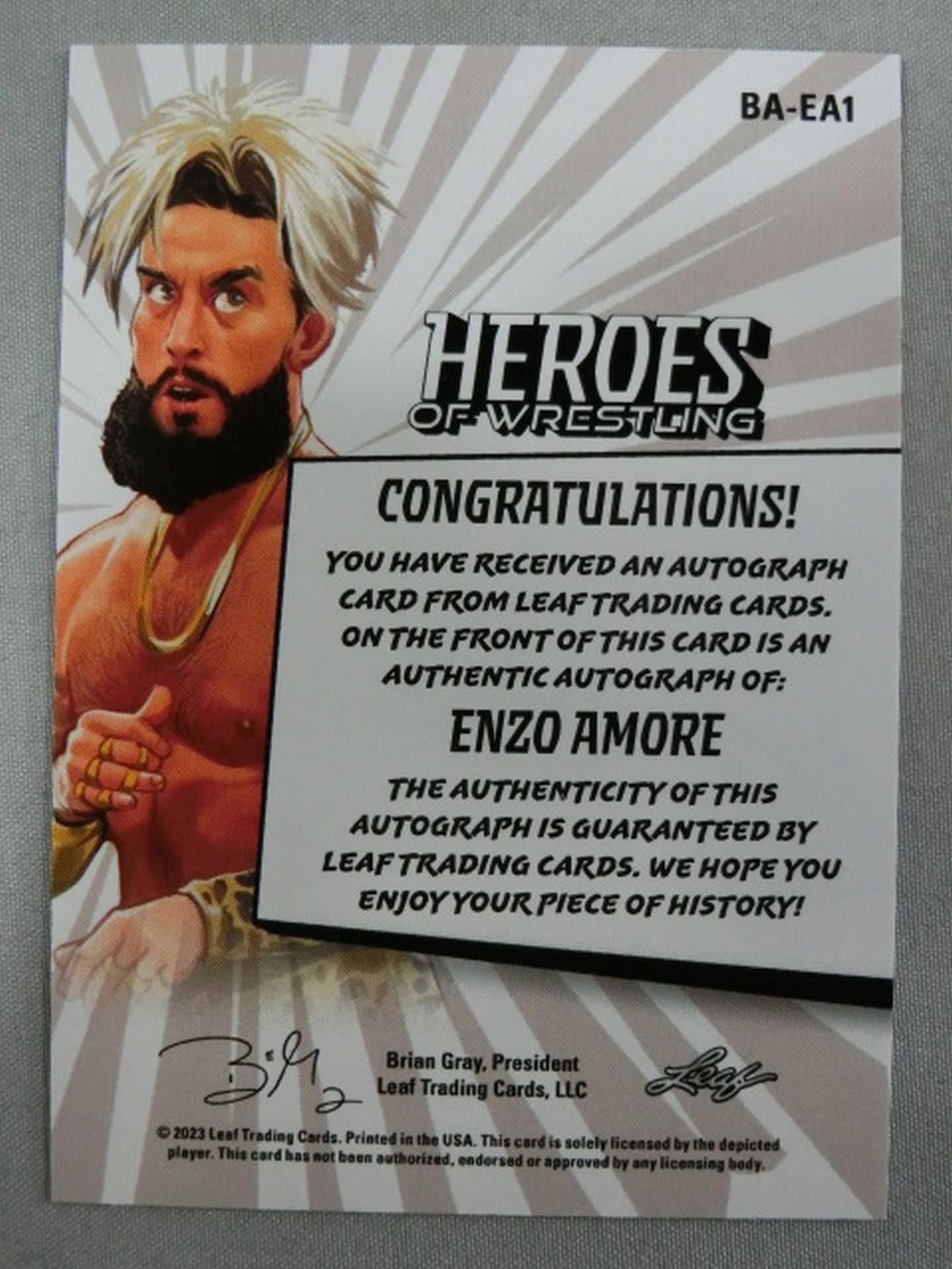 2023 LEAF HEROS OF WRESTLING エンツォ・アモーレ サインカード