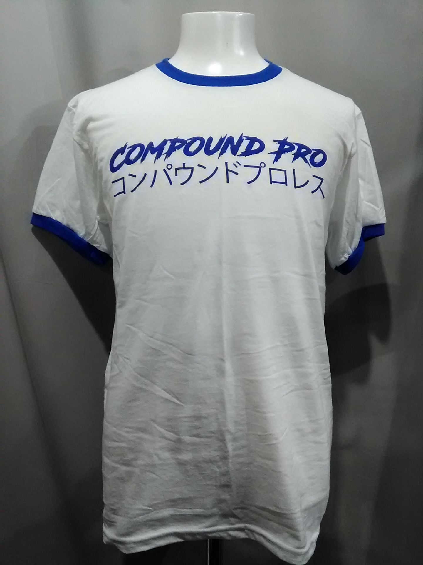 COMPOUND PRO Wrestling  Ringer T-shirt (Blue) Size M