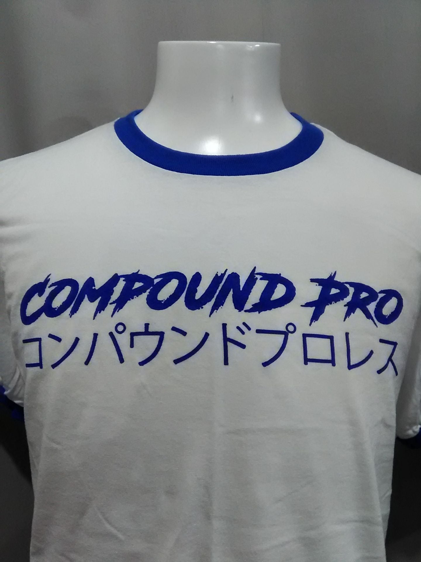 COMPOUND PRO Wrestling  Ringer T-shirt (Blue) Size M