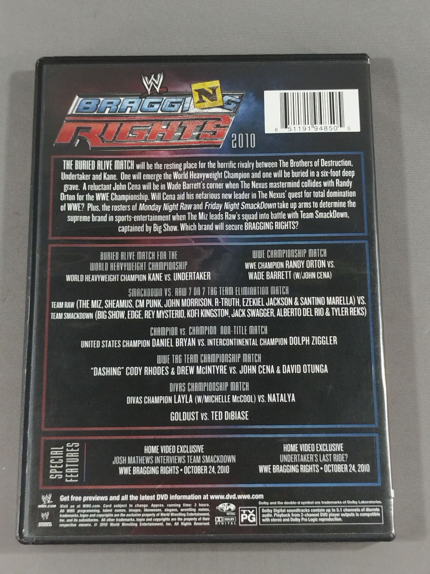 WWE BRAGGING RIGHTS 2010