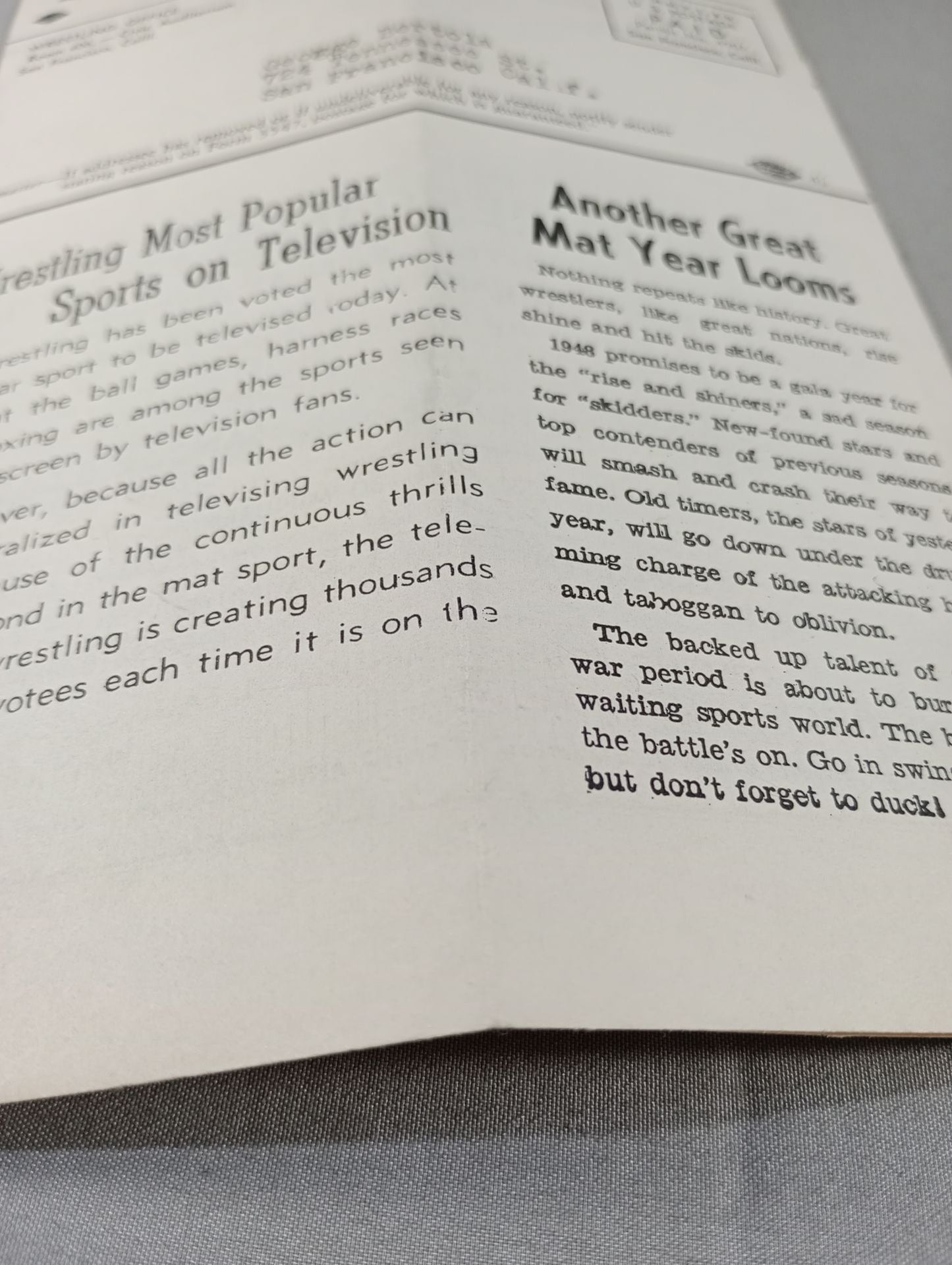 Coliseum WRESTLING NEWS(1950.1.10)