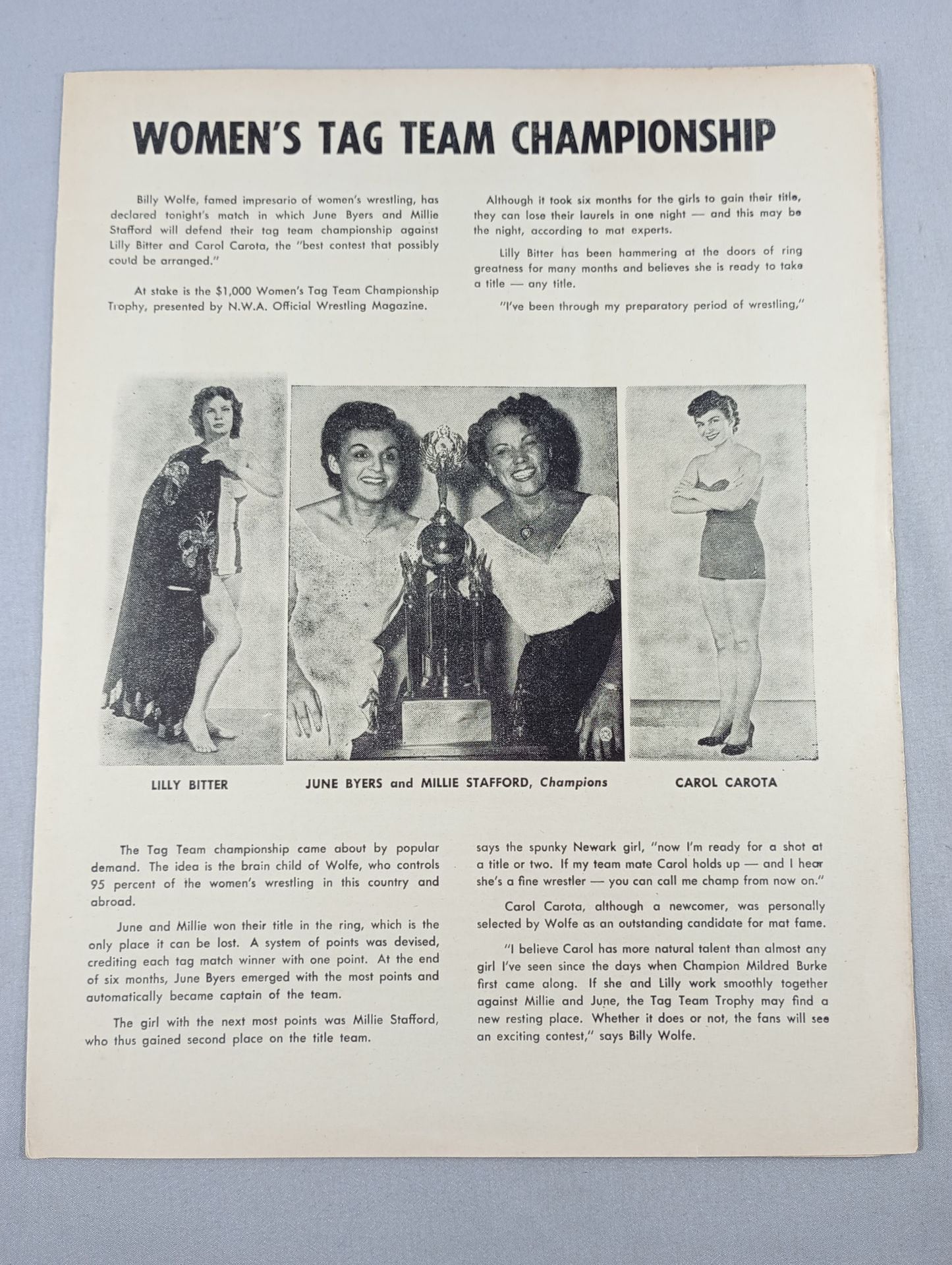 BOXIER vs WRESTLER / WOMEN’S TAG TEAM CHAMPIONSHIP