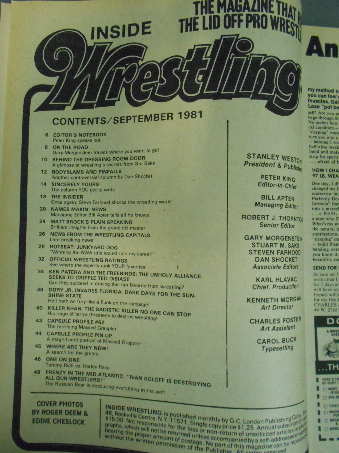 Inside Wrestling 1981年9月号