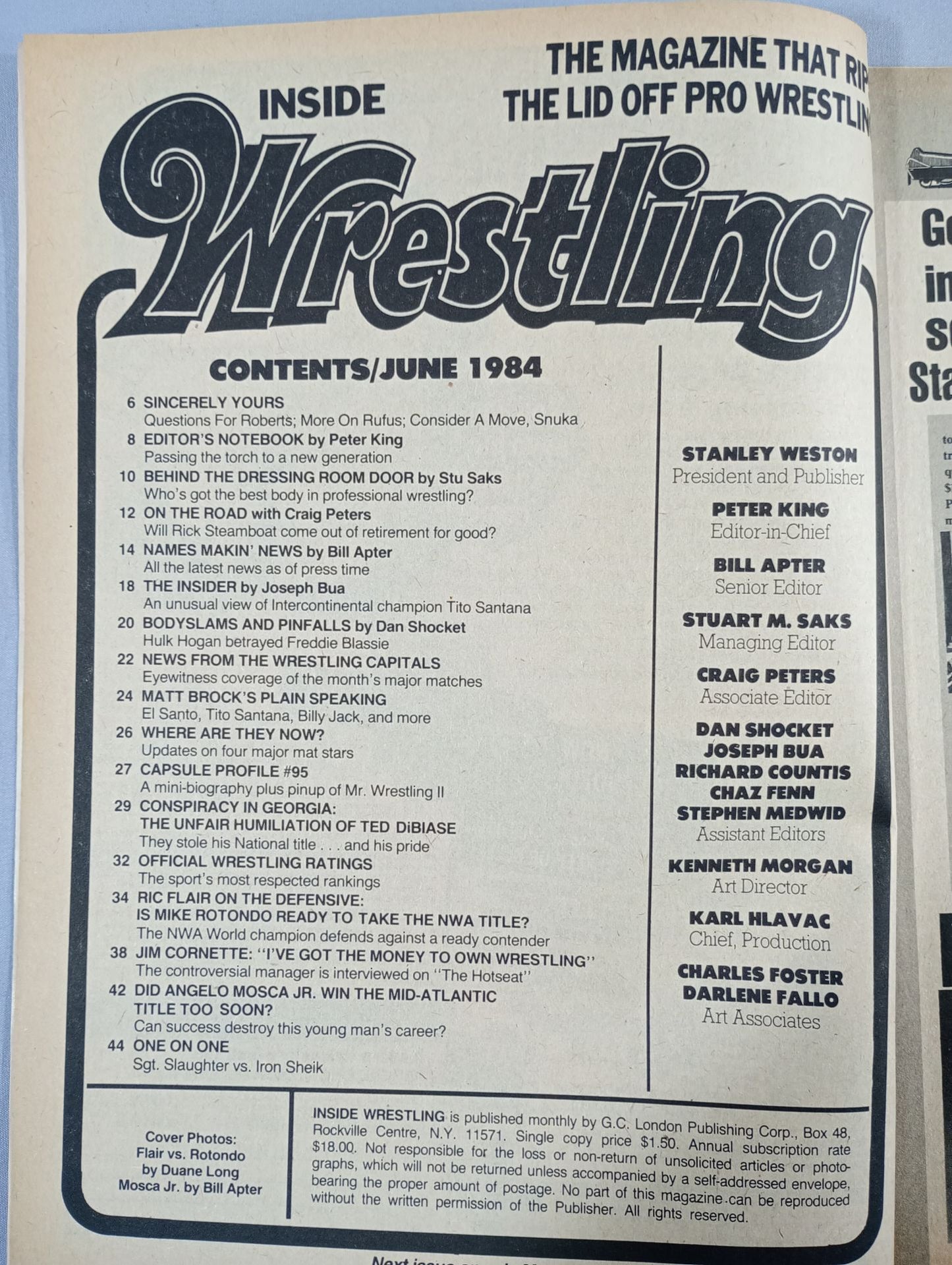 Inside Wrestling 1984年6月号