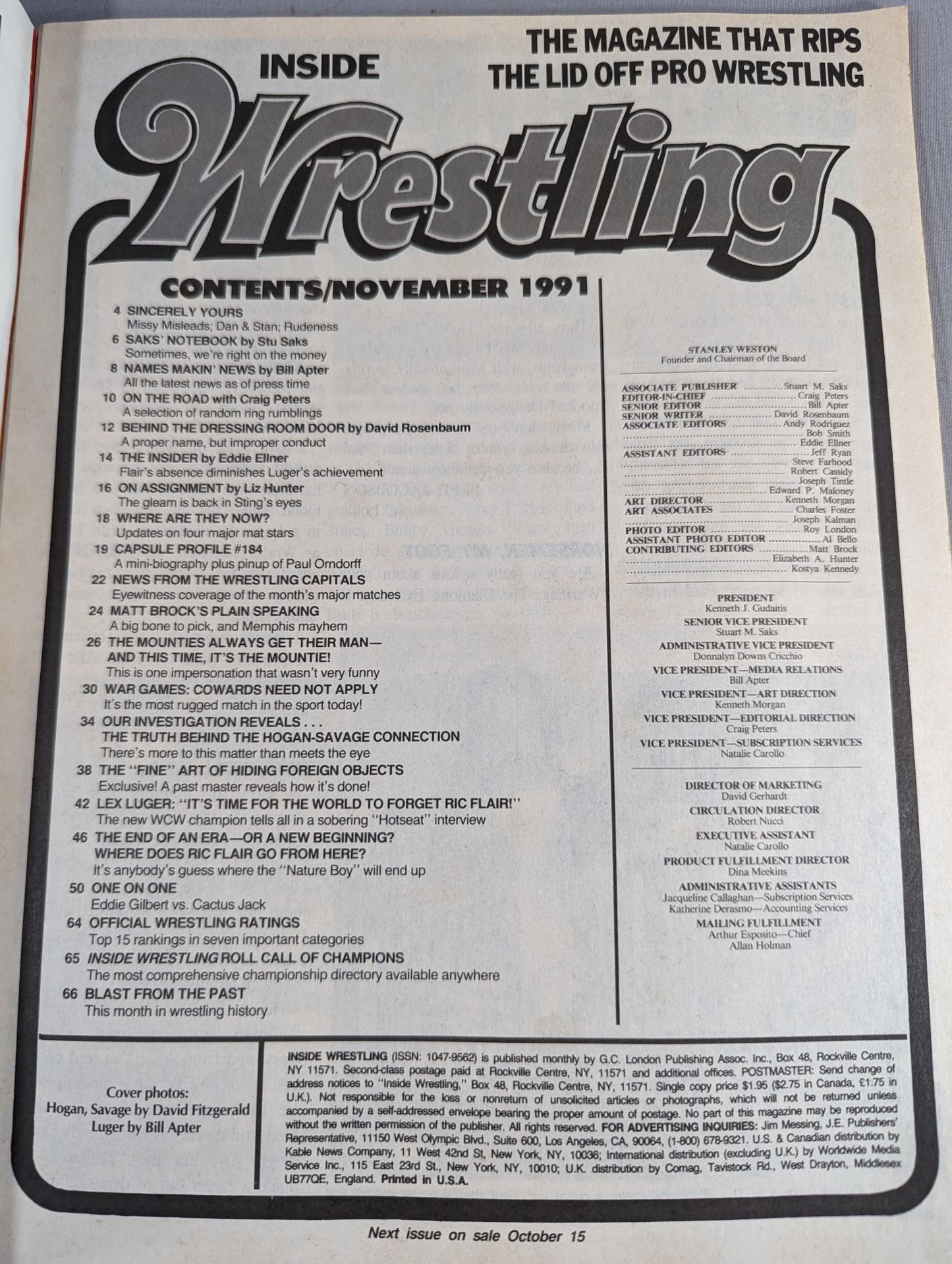Inside Wrestling 1991年11月号