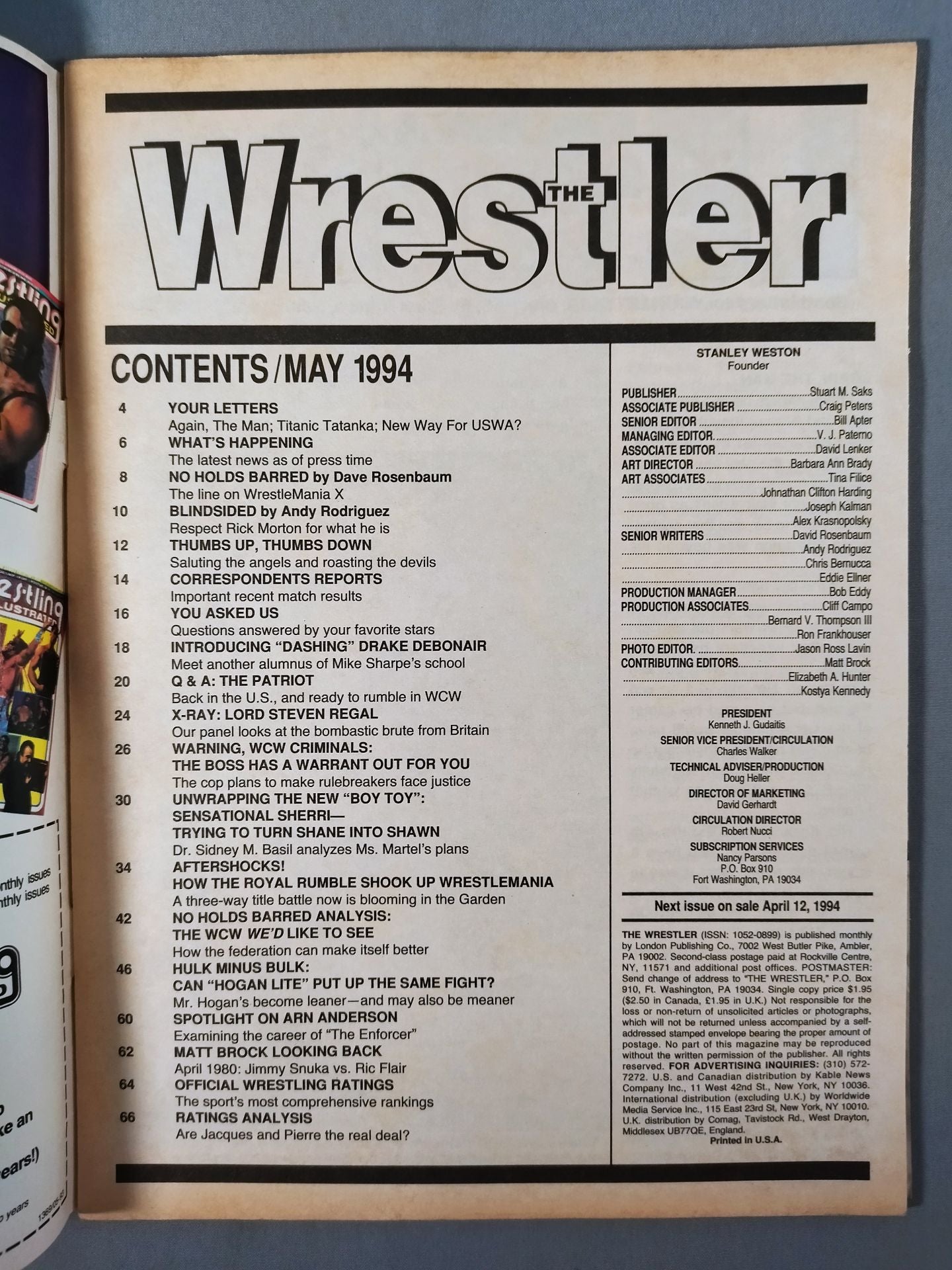 THE Wrestler AFTERSHOCKS May 1994 Issue