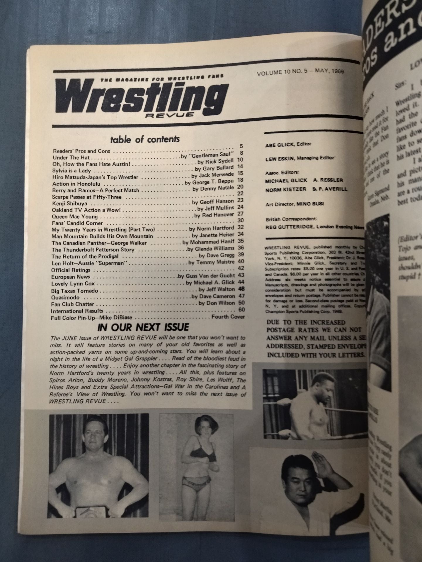 ★ヒロ・マツダ 表紙★ Wrestling REVUE 1969年5月号