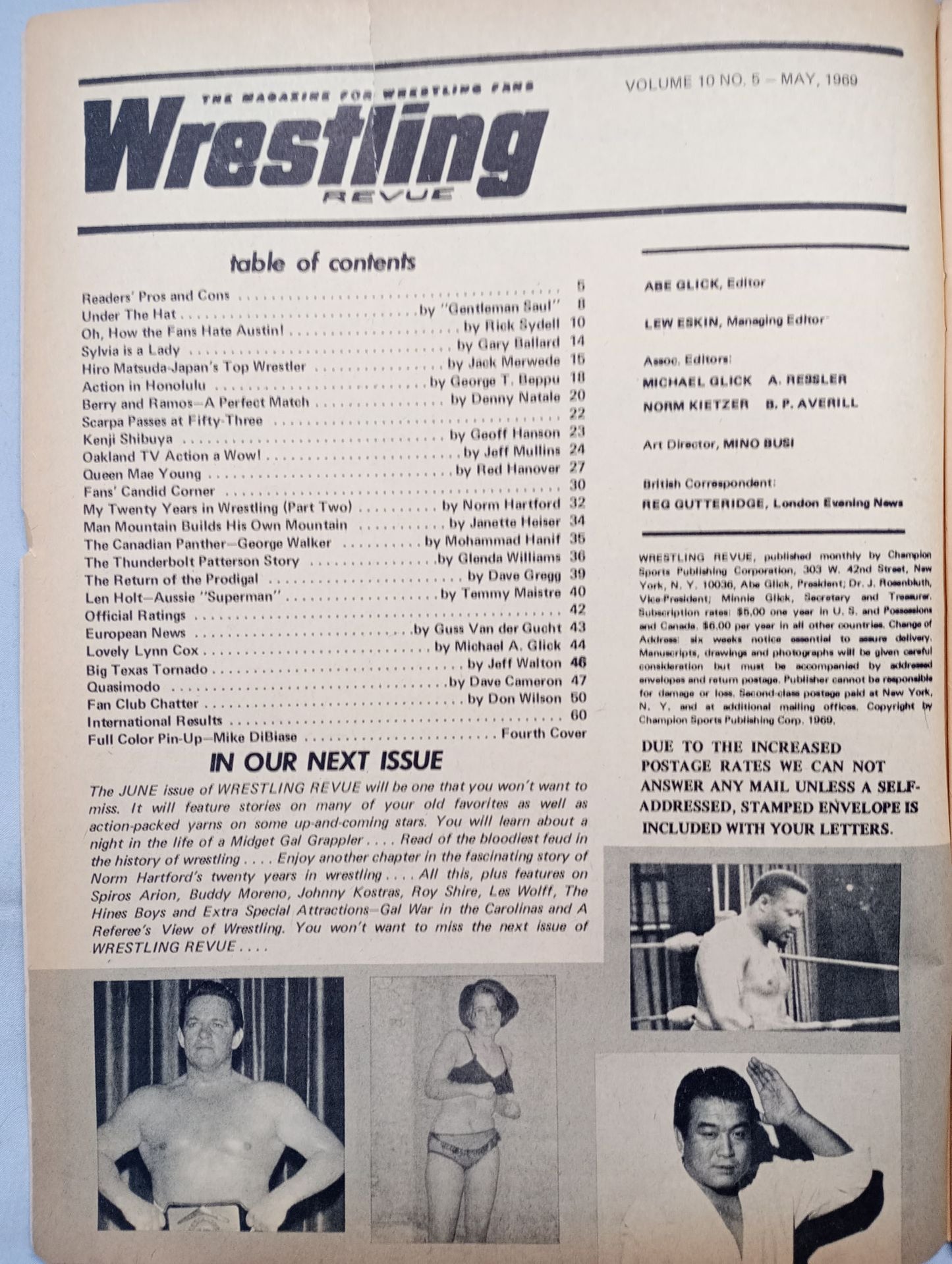 ★ Hiro Matsuda Cover ★ Wrestling REVUE May 1969 Issue