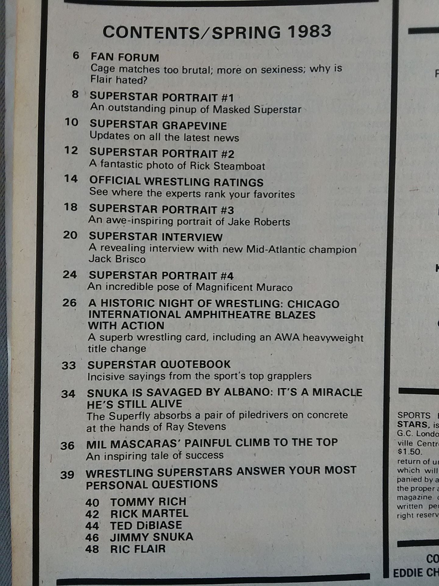 WRESTLING SUPER STARS 1983年春号
