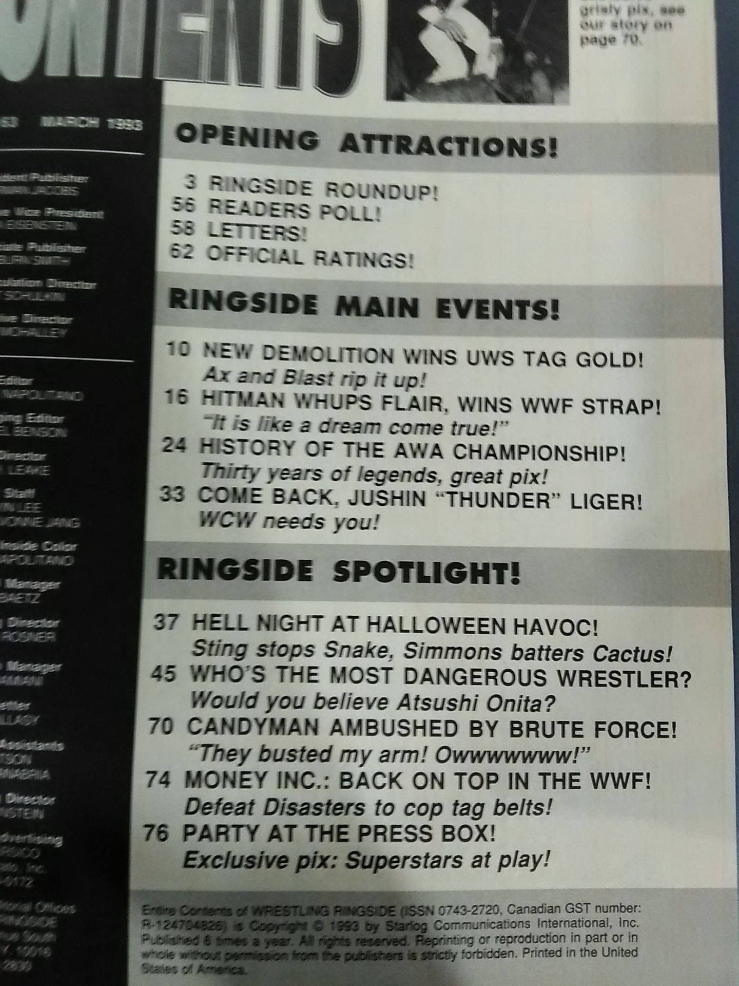WRESTLING RINGSIDE 1993年03月号